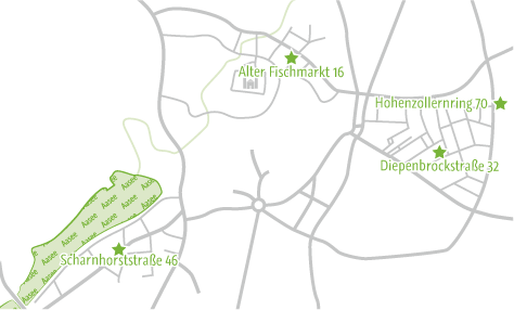 Übersichtskarte der kooperierenden Praxen